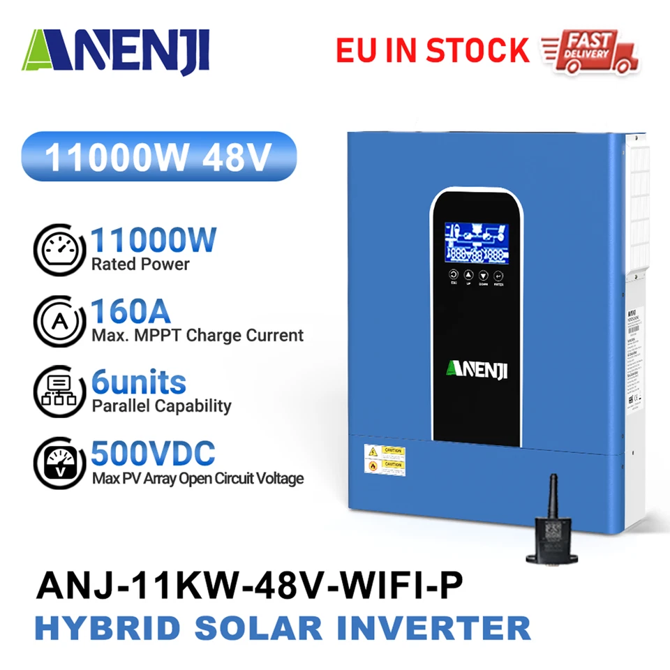 ANENJI Inverter Solare Ibrido Supporto WIFI 11kw/6.2kw/4.2kw/2kw MPPT Da 60-160A