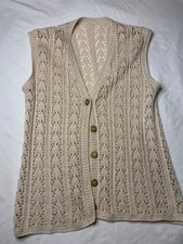 crochet buttoned tan vest unbranded small/med...