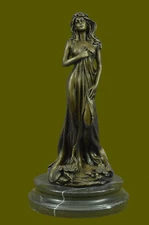 Art Nouveau Hot Cost Earth Goddess Bronze Sculpture Marble Base Figurne Artwork