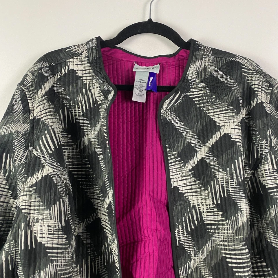 Catherines Reversible Jacket Womens 3XWP Black Gray Pink Lightweight - Image 2 of 4