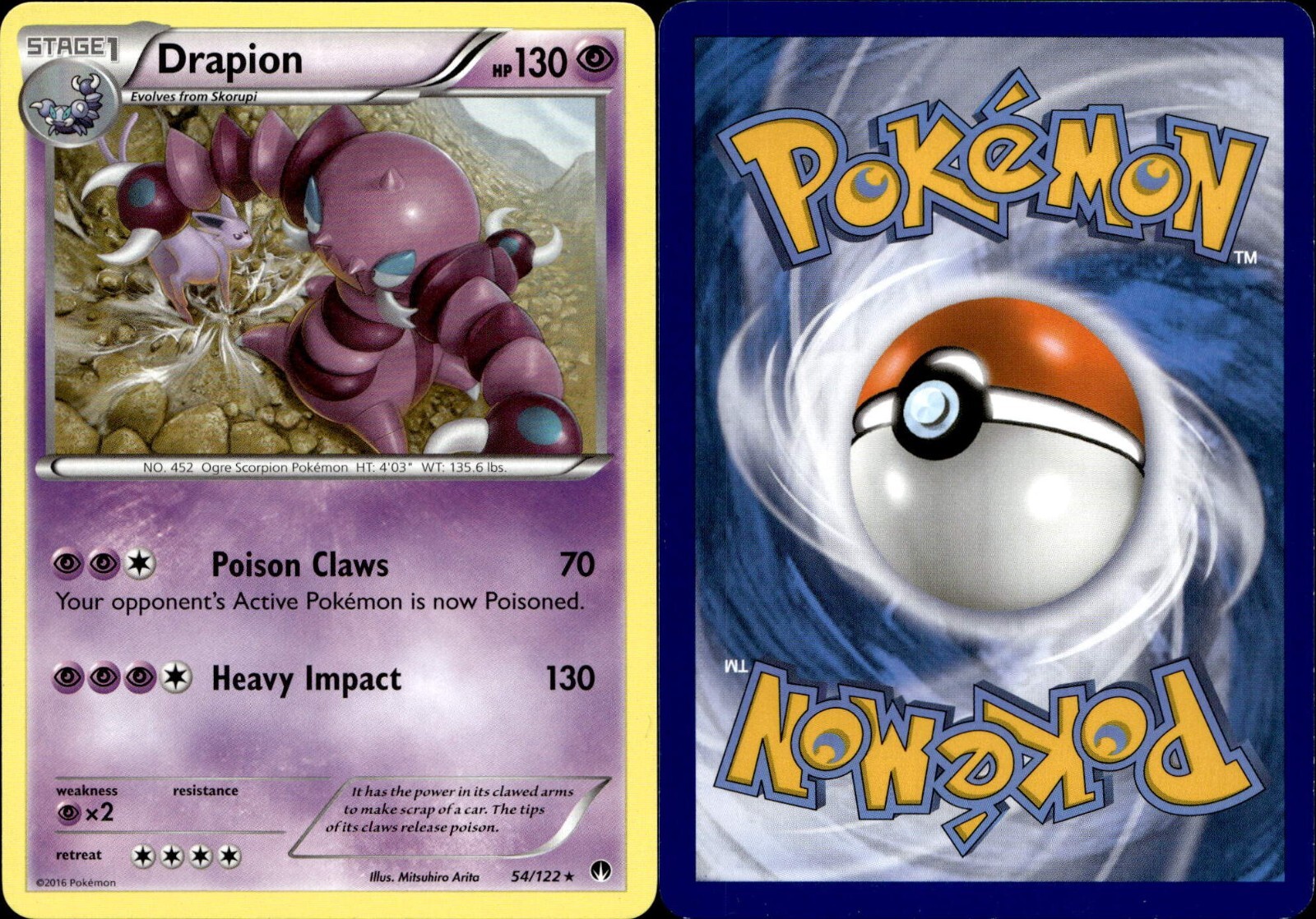 Drapion 54/122 Rare - Pokemon XY Breakpoint Card