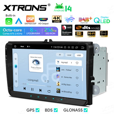 XTRONS Android 14 Car Stereo for VW Skoda Seat CarPlay Android Auto 9'' QLED DSP