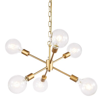Elegant Lighting LD5034D16 Brass Nolan 6-Light 16''W Sputnik Chandelier