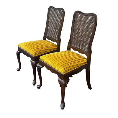 Ethan Allen Georgian Court Queen Anne Cherry Cane Back Dining