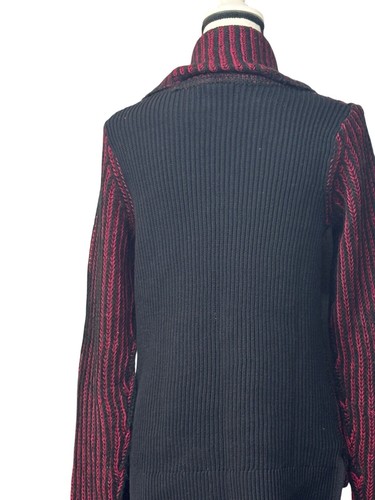 DKNY Jeans gestreifter Wasserfallausschnitt Mixed Knit Tank Sweater, Syrah, M - Bild 4 von 13