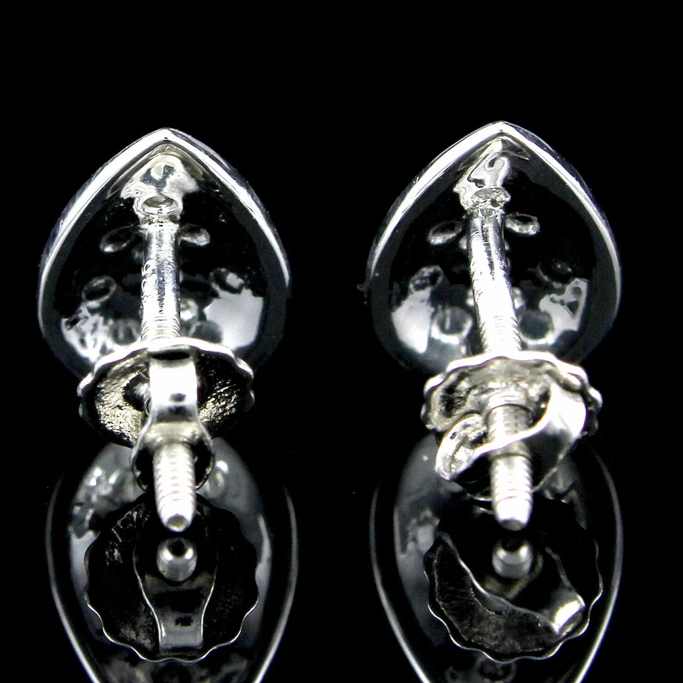 Natural Diamond Stud Pear Earrings 14k White Gold Plated Sterling Silver - Image 4 of 4