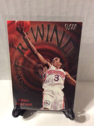1997-98 Fleer Allen Iverson Rookie Rewind #5 Of 10 Philadelphia 76ers HOF - Afbeelding 1 van 2