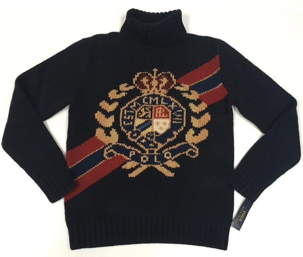 Polo Ralph VTG 100% Wool Crown Ski Turtleneck Knit Sweater Hi | eBay