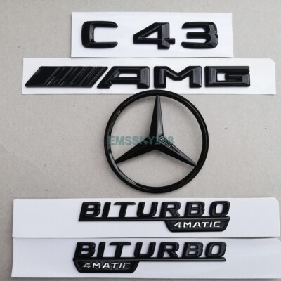 Glanz Schwarz Heck Plaketten Embleme für Mercedes C Klasse S205 C43 Kombi AMG 2014-22