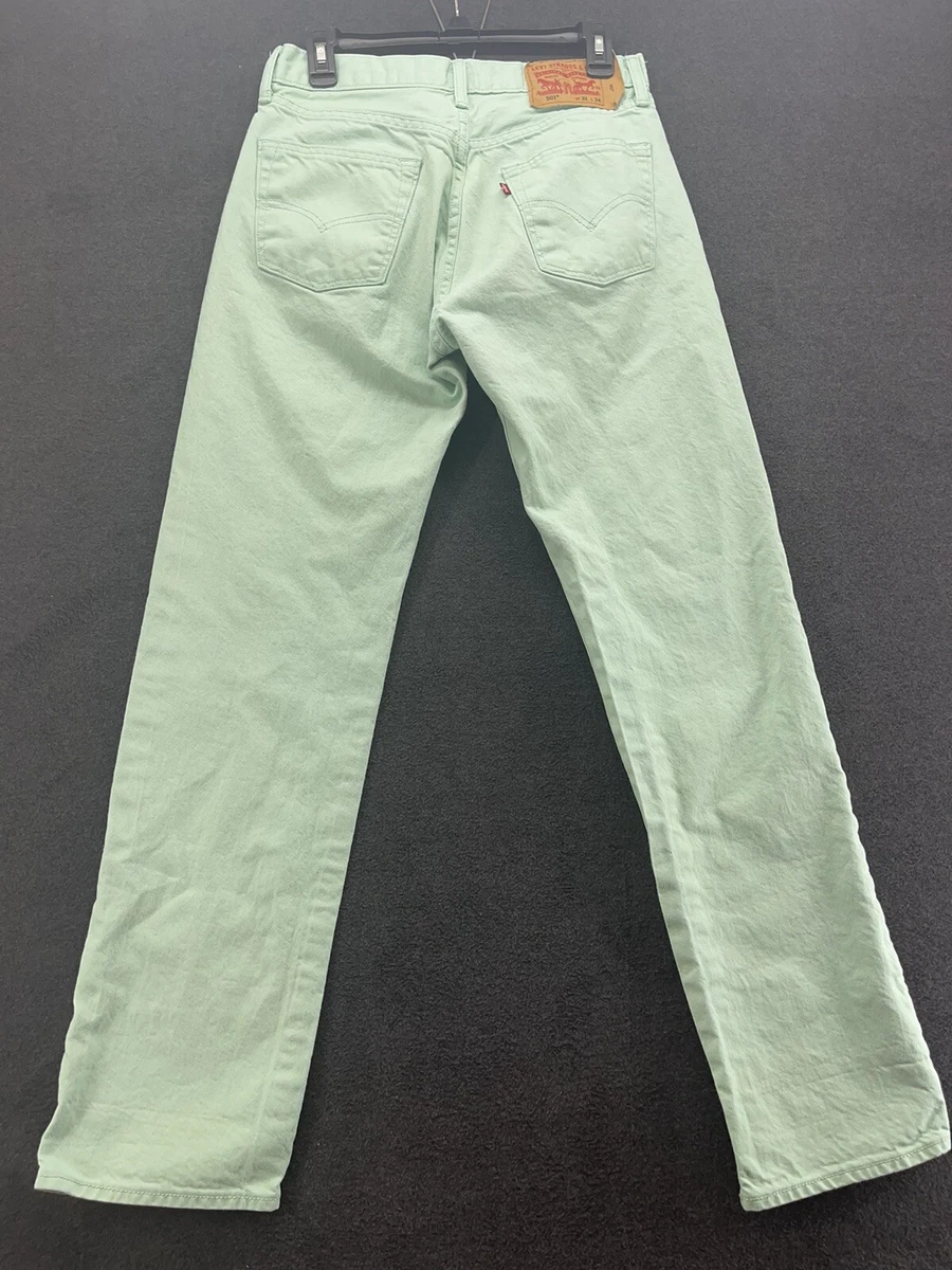 Levi s 501 Jeans Men s 31x34 Original Denim Button Fly Mint Green Straight Leg