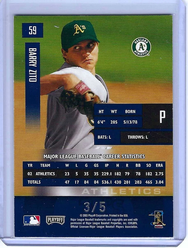 Playoff Prestige Atlantic City National Convention 2003 #59 Barry Zito #3/5 Foto 2 de 2