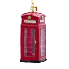 Noble Gems Kurt Adler 4" Hanging Glass British Phone Booth Christmas Ornament