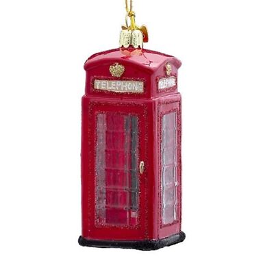 Kurt Adler Noble Gems Glass Ornament for Christmas Tree, British Phone Booth