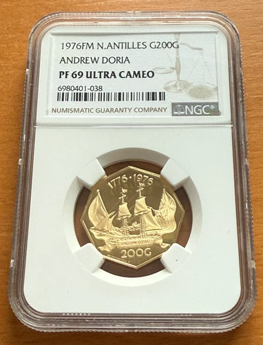Netherlands Antilles 1976 FM Gold 200 Gulden NGC PF69UC Andrew Doria