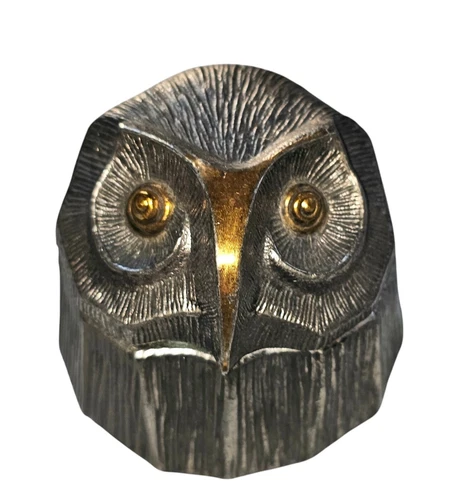 Vintage Laurel Brass And Sterling Silver Owl Music Trinket Box Made In Japan
