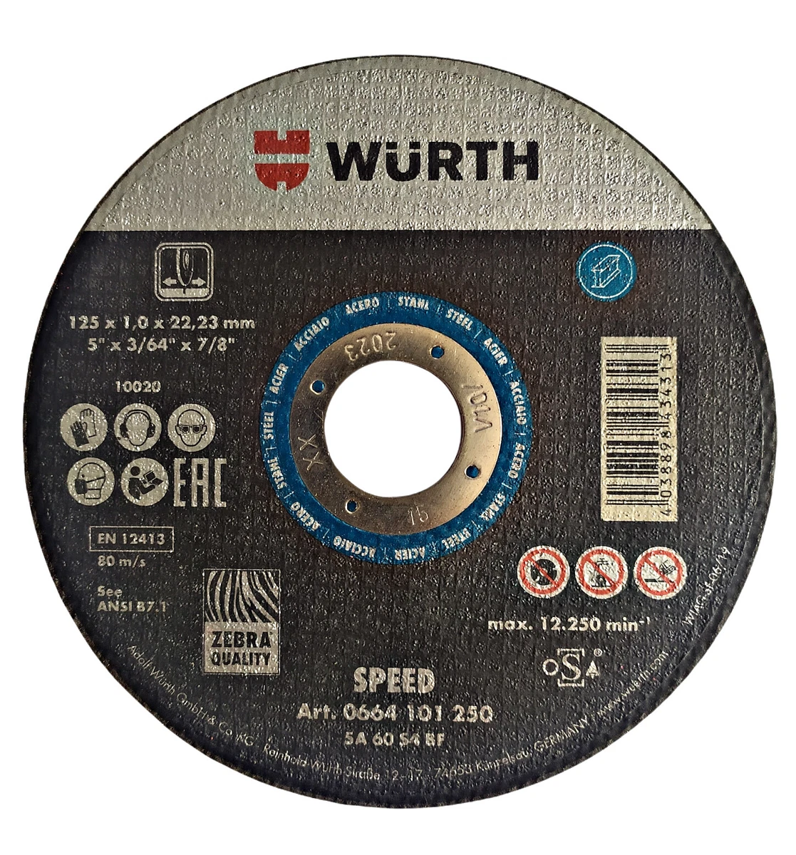 25 Stück WÜRTH SPEED Trennscheiben Stahl ZEBRA 125x1,0x22,23 mm 