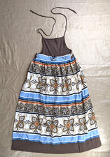 Gap Kids Sundress Girls Medium Halter Tie Floral Pattern Brown Blue Long Dress