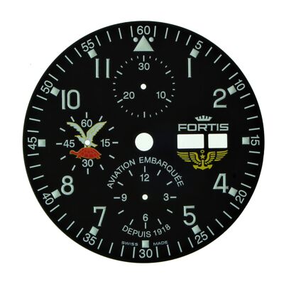 FORTIS Zifferblatt für Valjoux 7750 schwarz 35,2 mm 'Flotille F4'