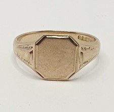 Vintage 9ct Signet Octagon Shape Signet Ring 9ct Rose Gold Size U 3/4 Hallmarked