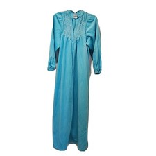 Vintage Maggie McQuade Teal Housecoat Robe Women's Small 8-10 Embroidered NWT