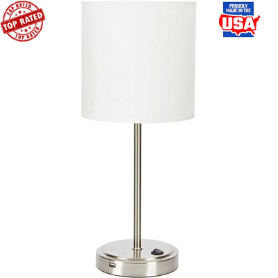 19'' Metal Stick Lamp Desk Table W/ USB Port Modern Adult Use Bedroom Office New