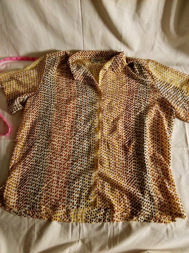 Donnkenny Womens Button Up Blouse Multicolor Polka Dots - Picture 3 of 8