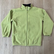 Lands' End Green Aircore 200 Full Zip Fleece Jacket Size XL 18-20 With Pockets