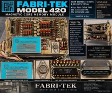 Fabri-Tek Model 420 Magnetic Core Memory 1K x 8 Vintage 1970 Computer 9993775