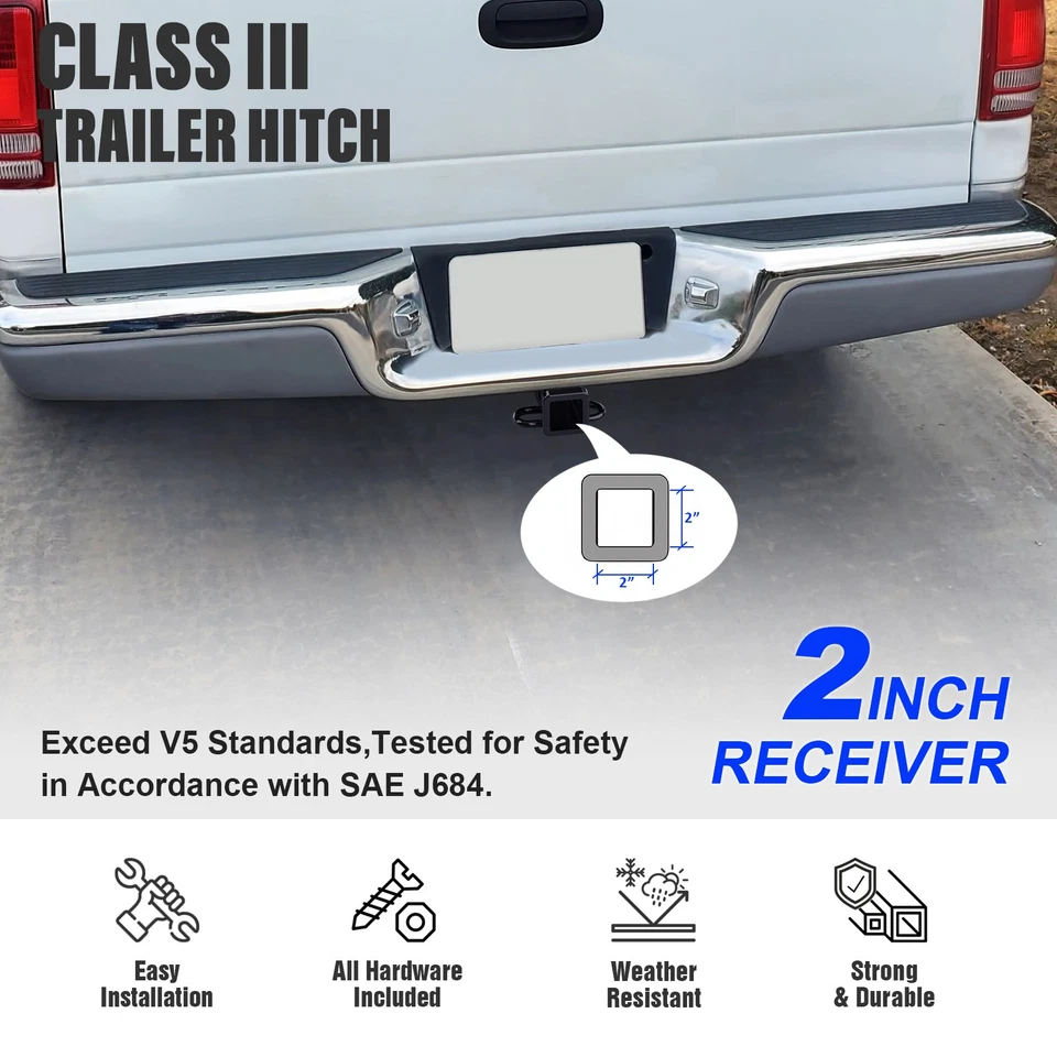 Trailer Towing Hitch 2 Inch Receiver Fit Dodge Dakota 1987-2004 - Image 3 of 4