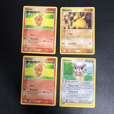Pokemon Ruby and Emerald Card Lot: Delcatty + 2x Torchic + Makuhita