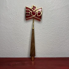 Vintage Budweiser Beer Tap Handle Wood Brass Bar Pub Man Cave Collectible