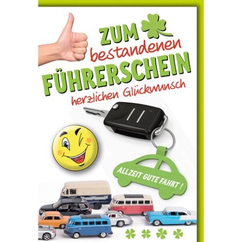 FüHrerschein GlüCkwunschkarte Mit Umschlag AutoschlüSsel , Smiley Zum Bestandene-image