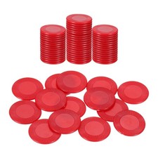 64Pcs 0.9" Plastic Poker Chips Bingo Chips Learning Counters Red Pattern