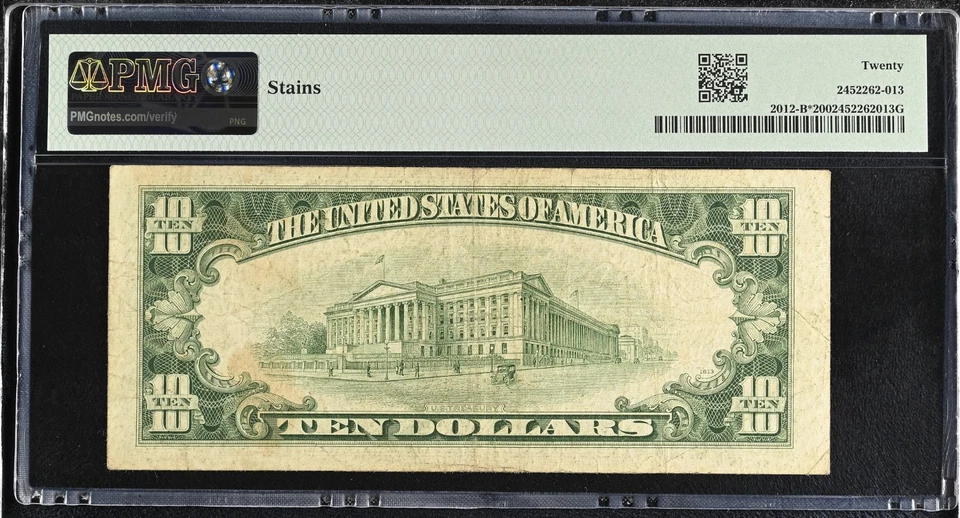 $10 FRN 1950-B New York STAR Fr. 2012-B* Star Note PMG Graded  - Image 2 of 2