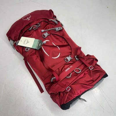 OSPREY Ariel 55L Pack Custom Fit Women's Sz L Torso Adjust Claret Red 10002887