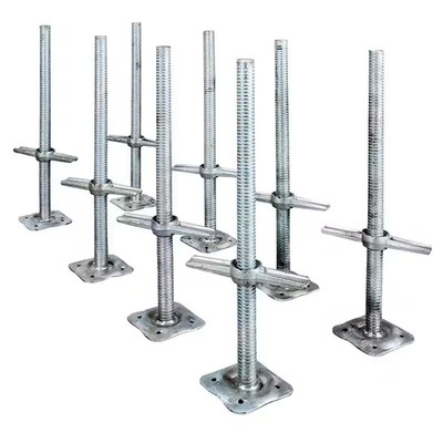 24-Inch Galvanized Steel Adjustable Leveling Jacks with Heavy-Duty Base Plate an
