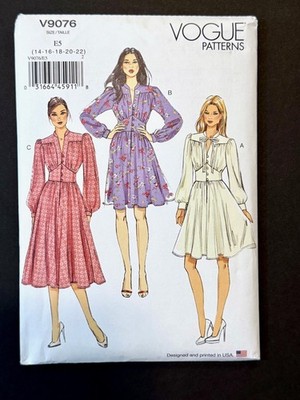 Vogue 9076 V9076 Sewing Pattern Dress Fit & Flare Misses 14 16 18 20 22 Uncut