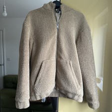 Beautiful H&M Divided Borg Teddy Camel Beige Zip Jacket Size 12 Like New VGC 