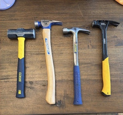 4lb Estwing, 19oz. Vaughan, 220z. Estwing, 22oz. Dewalt 20oz. Hammers