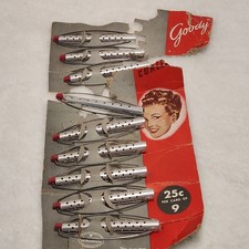 Vintage 9 Goody Silver Aluminum Perm Rod Hair Roller Curlers On Original Card