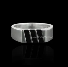 Black Onyx Men's Signet Ring, 925 Sterling Silver, Handmade Gemstone Band For Me