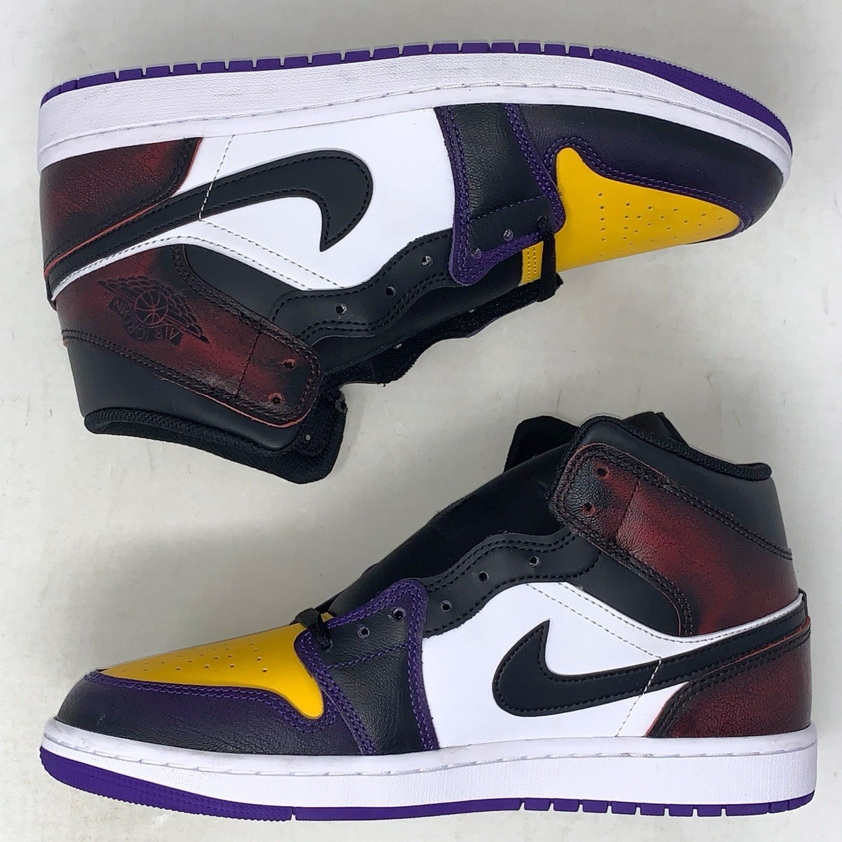 Air Jordan 1 Mid 'LA to Chi' Red Black Sneakers, Size 12 BNIB