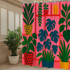 Colorful Plant Pattern Shower Curtain - Fun Home Decor