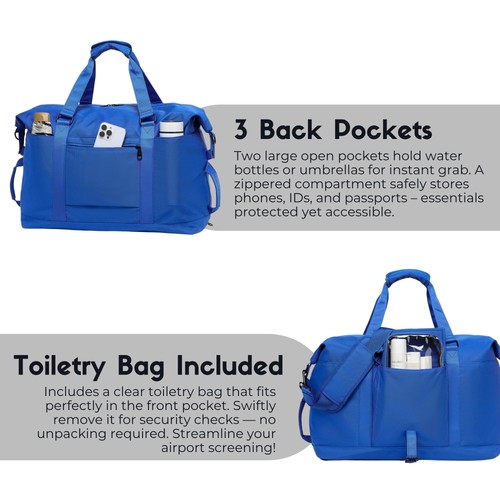 Seesack mit Allzwecktasche, 40L Weekender Overnight Bag mit Schuhfach... - Bild 5 von 9