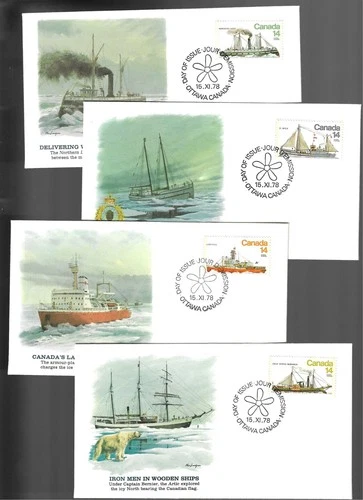 4 1978 Canada Ship Issue FDC's; Scott 776-79; Fleetwood cachets