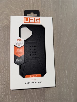 UAG iPhone 16 Case 6.1'' Civilian - Rugged Slim Sleek Shockproof Anti-Slip, Black