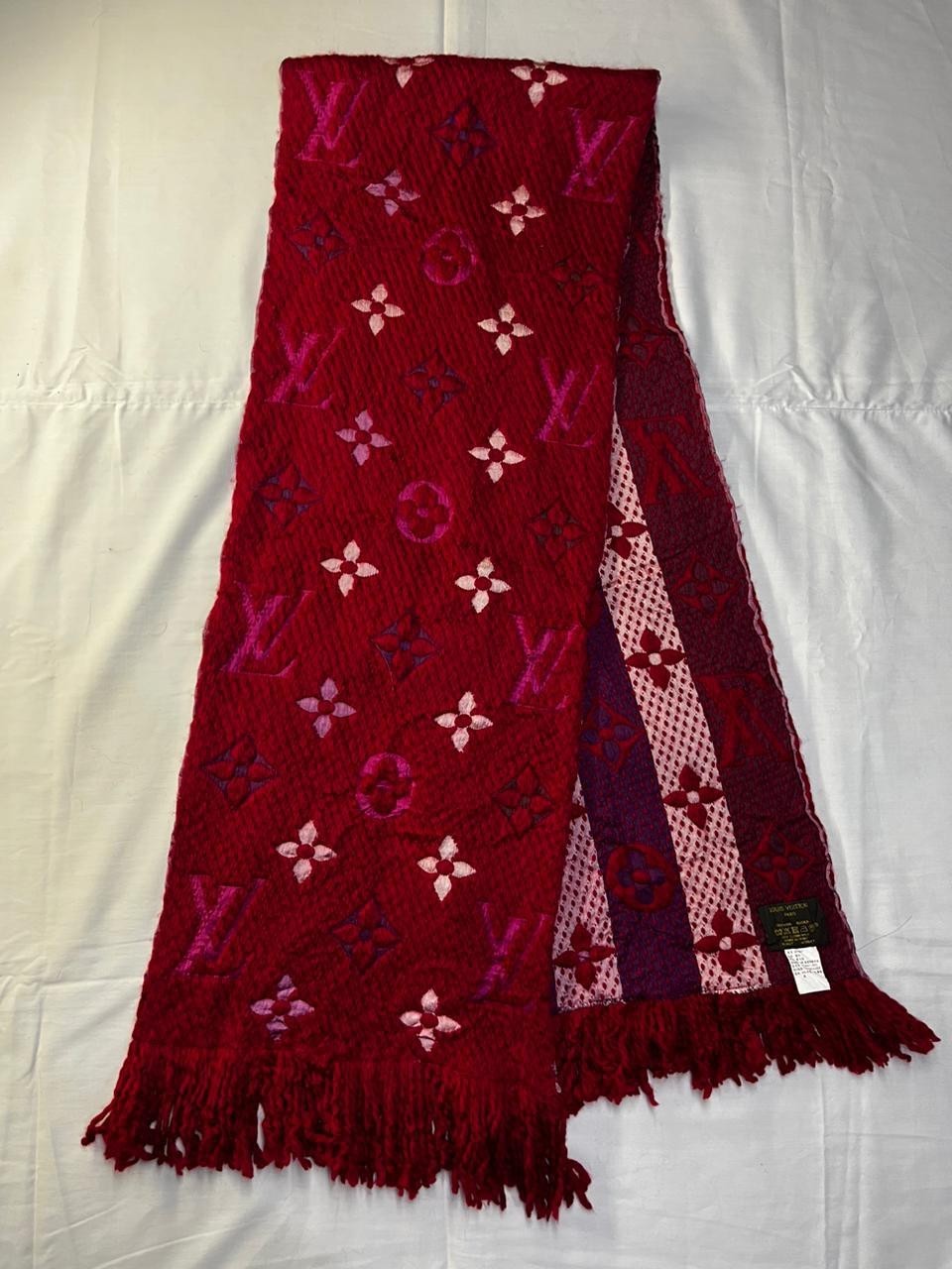 Louis Vuitton Authentic Scarf Dark Pink Premium Finest Wool/Silk Made in Italy