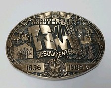 Texas 1836-1986 150th Anniversary Sesquicentennial Solid Brass Belt Buckle