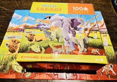 Crocodile Creek Wild Safari 100 Piece Jigsaw Puzzle, 8'' x 11'' Complete