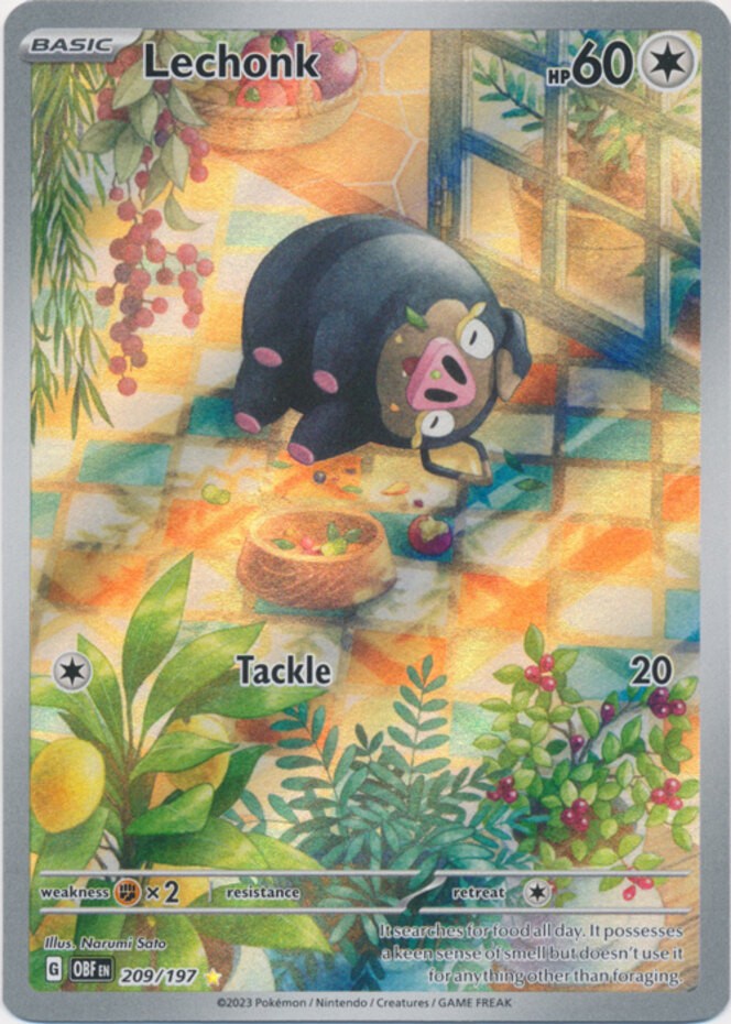 NM-Mint Lechonk - 209/197 - Illustration Rare Pokemon Obsidian Flames